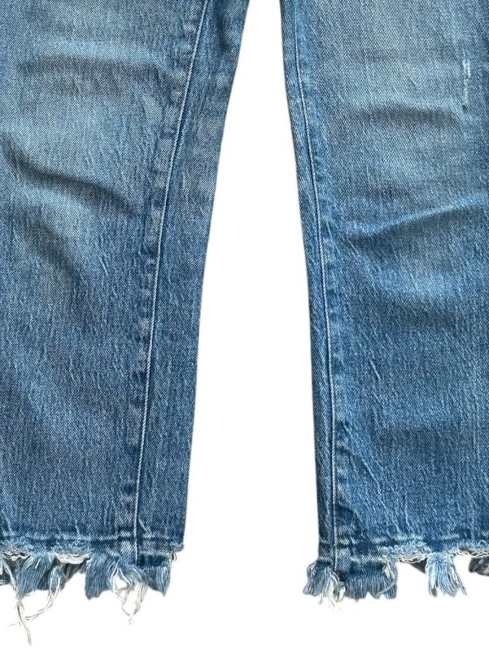 Madewell High Rise Slim Crop Boyjean Jeans 24P Stretch Distressed Raw Hem Blue - Picture 8 of 11